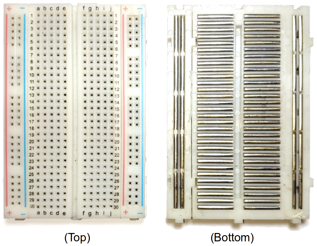 Figure 2.5 Half-Size 400 Tie Points Breadboard and Showing of Internal Conductive Strips